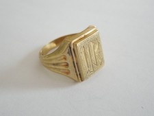 Antico 835 Anello Uomo Sigillo Placcato in oro Monogramma UK? NK ? 8,0 G/Gr.66