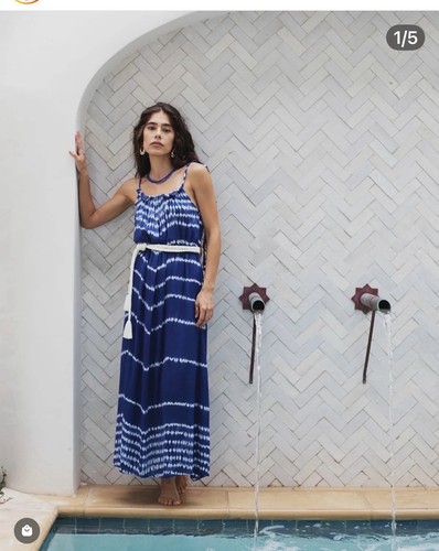 Maxi abito voto blu tie - maxi, dye
