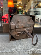 ANTICA SERRATURA grande porta portone con CHIAVE ANCIENT LOCK with key