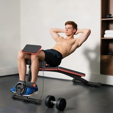 HOMCOM Panca da Allenamento Multifunzione Panca Pesi con Molla Peso fino a 120kg