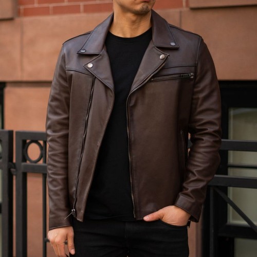 Giacca pelle biker uomo