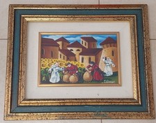 ULISSE -  I GIRASOLI - OLIO SU TAVOLA - OPERA UNICA CON CORNICE E ARCHIVIO 20X30