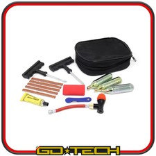 KIT RIPARAZIONE PNEUMATICI RIPARA GOMME FORATURA AUTO MOTO SCOOTER PORTATILE