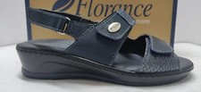 Florance sandalo Donna Made In Italy Vera Pelle linea comoda zeppa 40 blu strapp