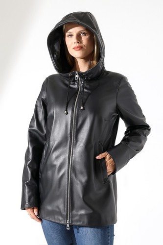 Giacca donna pelle nera con