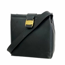 Borsa a tracolla Salvatore Ferragamo Vara in pelle nera oro vintage autentica