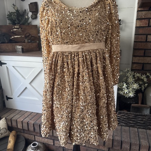 Vestito bambina sequenza oro - vestito,