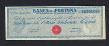 BIGLIETTO LOTTERIA SOLIDARIETA NAZIONALE BANCA DELLA FORTUNA PREMIO 25000000 LIR