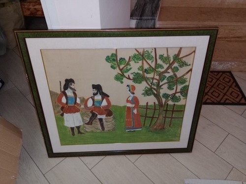 Dipinto stoffa arazzo sardo - dipinto,
