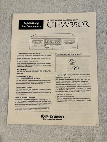 Pioneer w350r cassette - pioneer,