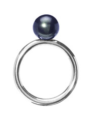 ***RARE*** TROLLBEADS TAGRI-00024 Anello Perla Nera Mis. 13/53 Argento 