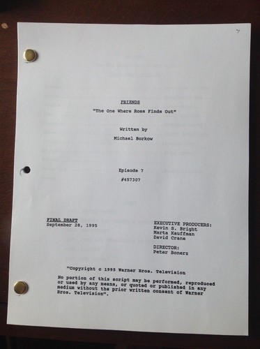Friends script the one - script, “the