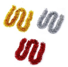 GHIRLANDA 2M ALBERO DI NATALE DECORAZIONE rosso argento oro striscia orpelli