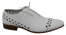 Scarpe ALBERTO GUARDIANI bianche stringate pelle tacco basso design uomo EU39/US6