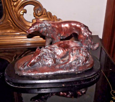 Vintage 50/60 grazioso scultura ceramica coppia cani setter inglese caccia firma