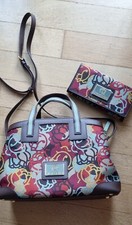 Borsa Braccialini + Portafoglio donna fiori stilizzati con rifiniture verde salv