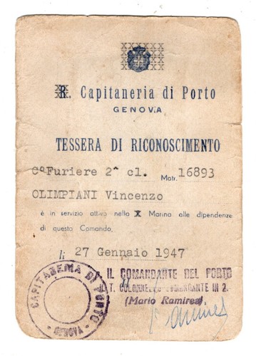 Tessera riconoscimento - , di