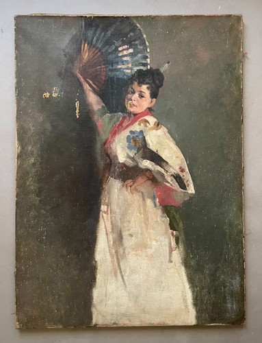 Donna ventaglio olio su - donna,