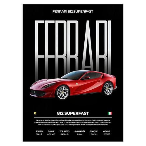 Poster ferrari 812 - superfast, |