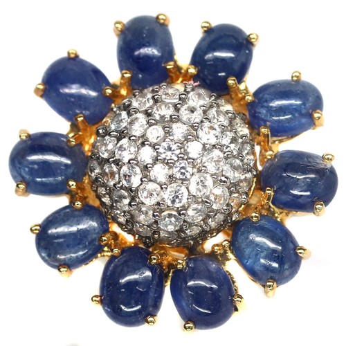 Anello con zirconi - zaffiro, blu