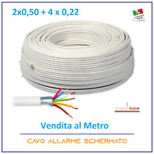 CAVO ALLARME ANTIFURTO SCHERMATO 2X0,50+4X0,22 6 FILI VENDITA AL METRO  