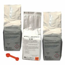 KG.1 ACIDO ASCORBICO + KG.2 BICARBONATO DI POTASSIO = ASCORBATO DI POTASSIO