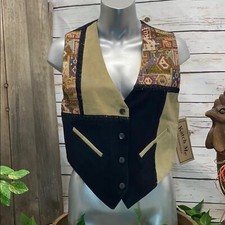 Gilet Katch Me Dead Stock retrò nuovo con etichette Western Rancher Rodeo pelle scamosciata S A