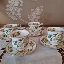 PARAGON  fine bone china 4 TAZZE da THE' porcellana inglese con rose chabby chic