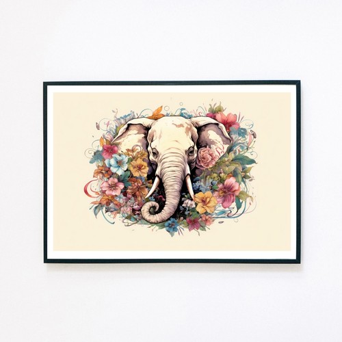Elefante fiori acquerello - elefante,