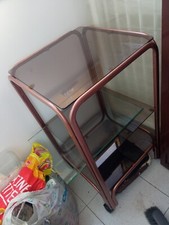 Carrello quadrato ruote vetro 3 ripiani trasparente trasportabile TV PC tavolo