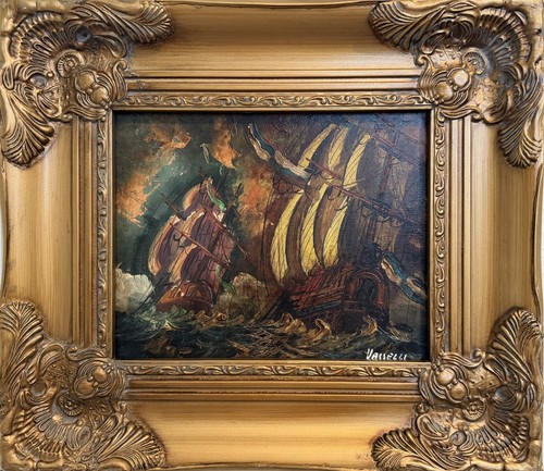 Dipinto olio nave marittima
