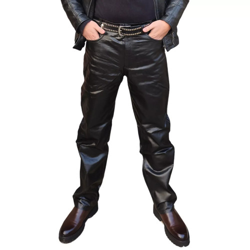 Pantalone uomo vera pelle - , nera