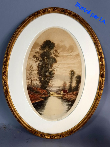 Antica cornice ovale - , vetro