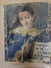 vecchio dipinto su tela santo da rivedere e restaurare