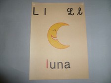 Abecedario a Parete VINTAGE SCUOLA Elementare lettera L luna