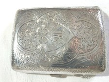 ANTICO PORTASIGARETTE INCISO ARGENTO INGLESE 925 CON PUNZONI BIRMINGHAM 