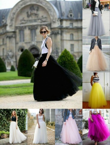 Gonna lunga tulle strati - tulle,