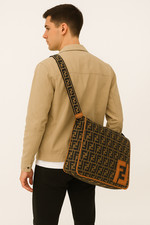 Borsa a tracolla FENDI tracolla Zucca nylon pelle messenger autentica