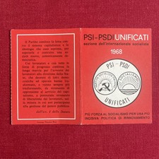 580 - Tessera PSI PSDI Unificati, Partito Socialista Italiano 1968 (Socialismo)