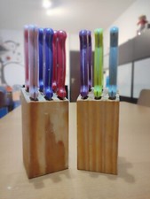 SET 6 12 COLTELLI DA TAVOLA CUCINA BISTECCA LAMA DENTATA ACCIAIO COLOR