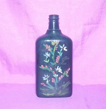 CONTENITORE BOTTIGLIA VETRO DIPINTA A MANO FIORI COLLEZIONE