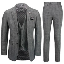 Hommes 3 Pièce Gris Tweed