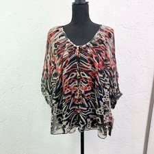 Blusa Liverpool trasparente relaxed fit oversize scollo a V bottoni davanti taglia media