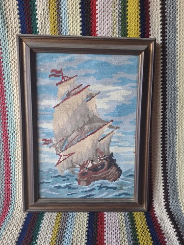 Quadro ricamato punto - , croce