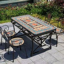 BUYBUY Kit 4 Sedie e Tavolo Mosaiko con Parte Centrale Estraibile per uso Grigli