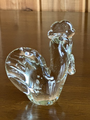 Vintage art glass rooster - glass,