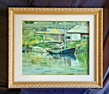 Quadro olio su tela Barche