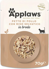 Alimento per Gatti Umido 100% Naturale Pollo Con Riso Selvatico in Brodo per Gat