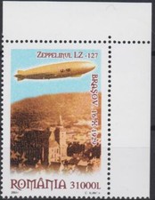 Romania 2004 Zeppelin LZ 127 aereo pallone trasporto dirigibile chiesa nera MNH