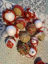 Addobbi di natale 25 palline rosse fatte a mano e ficchi rossi